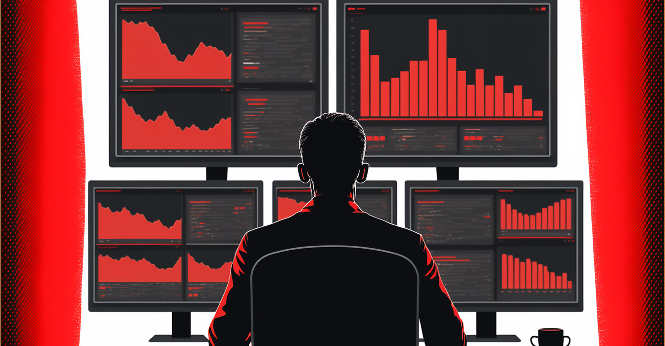 Person sitting in front of multiple screens utilizing multiple tools for SEO optimization